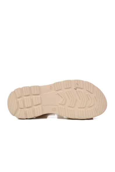 Ayakmod Bej  Kadın Düz Sandalet 337 Z - 5