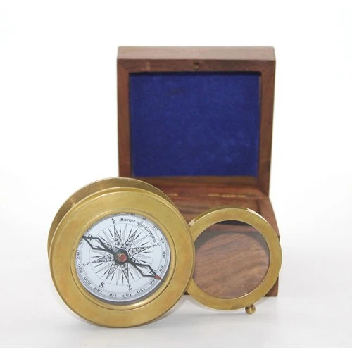 Periboia Ahşap Kutulu Pirinç Mercekli Pusula Model 1 ürün görseli