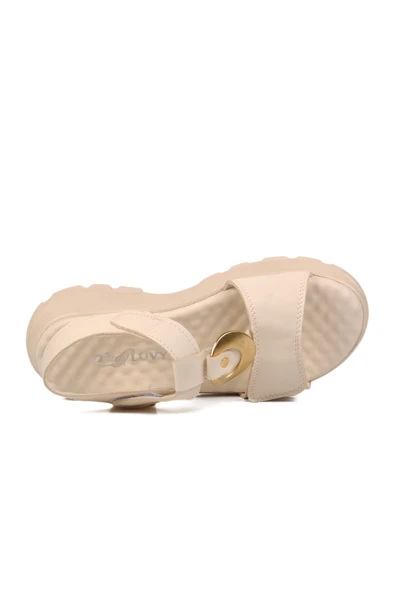 Ayakmod Bej  Kadın Düz Sandalet 337 Z - 4