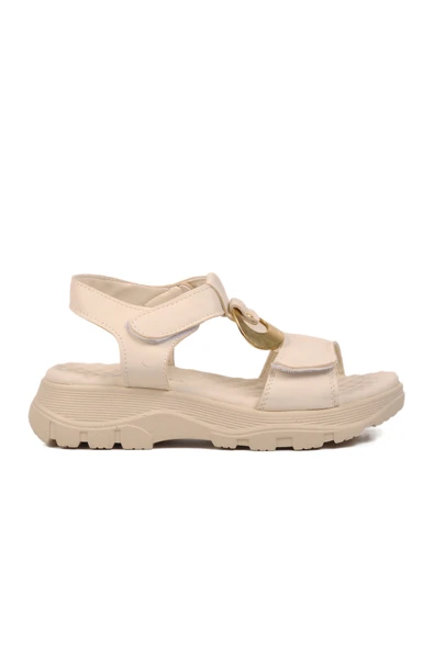 Ayakmod Bej  Kadın Düz Sandalet 337 Z