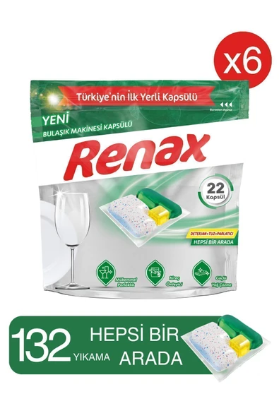 RENAX Bulaşık Makine Kapsülü 22'li X6 Adet