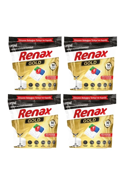 RENAX Gold Bulaşık Makinesi Kapsülü Hepsi Bir Arada 30 lu x 4 Adet (120 Kapsül) - 2