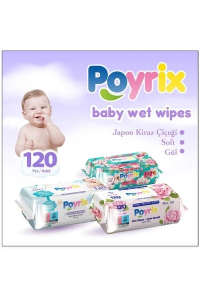 Kandilli Poyrix Ultra Soft Islak Bebek Havlusu 120 Li X 12 Adet (1440 Yaprak) - 3