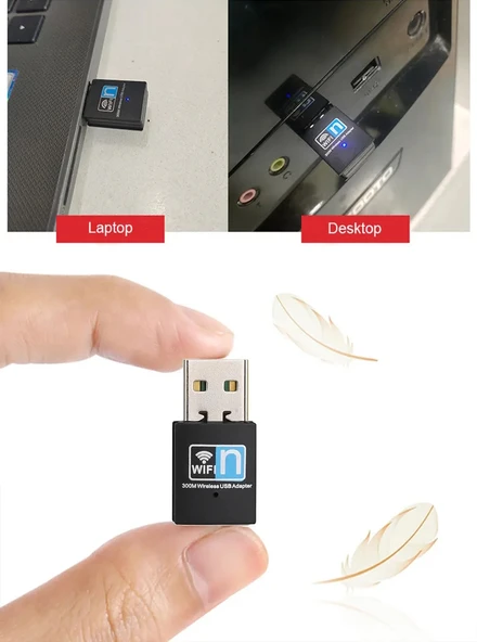 Usb Wifi Adaptörü Kablosuz Wifi İnternet Alıcı Ağ Kartı Masaüstü Bilgisayar Pc 300 Mbps 802.11n - 4