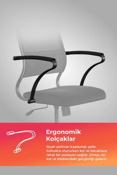 Ergolife Sit Air Ofis Koltuğu | Tekerlekli, Yükseklik Ayarlı, Fileli, Siyah, Bilgisayar Sandalyesi -572.60.1.222 - 4