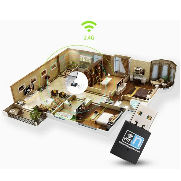 Usb Wifi Adaptörü Kablosuz Wifi İnternet Alıcı Ağ Kartı Masaüstü Bilgisayar Pc 300 Mbps 802.11n - 3