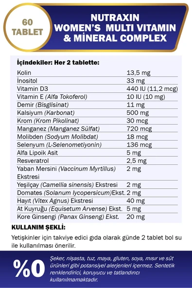 NUTRAXİN Vitals Women's Multivitamin Complex 60 Tablet - 3