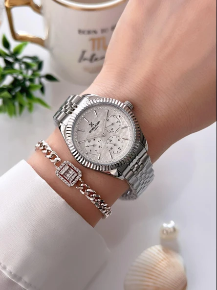 Daniel Klein Çelik Kordon 3 Atm Suya Dayanıklı Özel Tasarım Kadın Kol Saat+Bileklik VS.BLKT.0162 - Resim 2