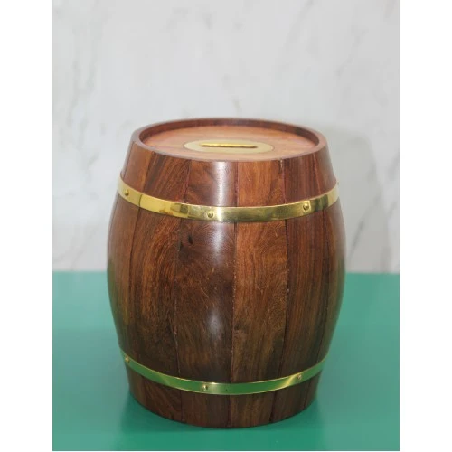 Periboia Pirinç Ahşap Fıçı Kumbara ürün görseli 1