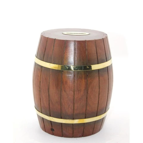 Periboia Pirinç Ahşap Fıçı Kumbara 18 Cm ürün görseli