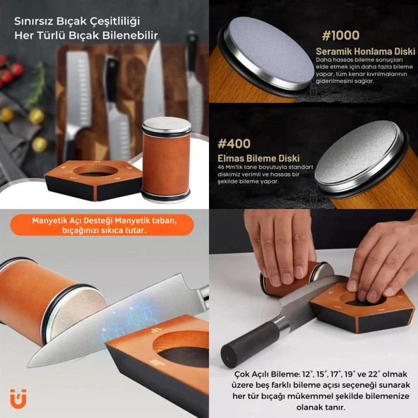 Polham Pro Serisi 5 Açılı Tüm Bıçaklara Uyumlu Bileyici, Silindir Tipi Süper Keskinleştirici Bileme - 5