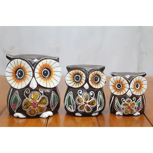 Periboia Ahşap 3'lü Baykuş Seti Model 1 ürün görseli