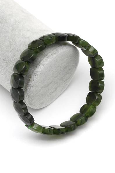 Kanada Yeşim Doğal Taş Bileklik 9 x 14 mm Özel Kesim