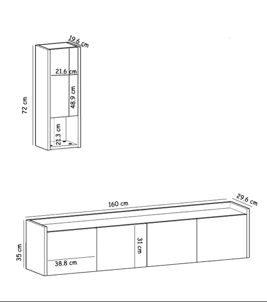 T007 Duvara Monte, Raflı Tv Ünitesi, Tv Sehpası - 5