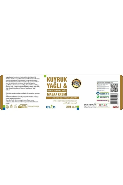 Esila Kuyruk Yağlı Bamya Tohumlu Masaj Kremi 210 ml - 3