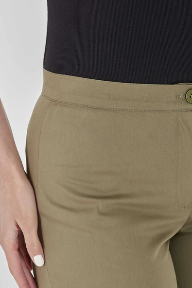 Tolga Saraçoğlu Minimalist Crop Kadın Pantolon - Yüksek Bel, Günlük Stil - 8