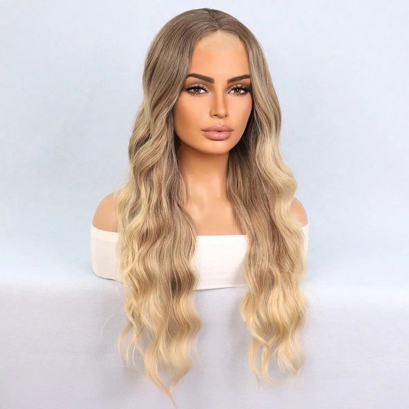 Rus Kumralı Dore Sarı Ombreli Tül Peruk - Resim 3