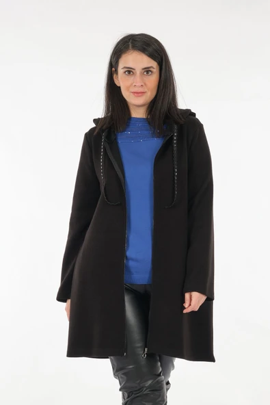 Tolga Saraçoğlu Oversize Kapüşonlu Midi Kadın Ceket - Günlük & Rahat - 5