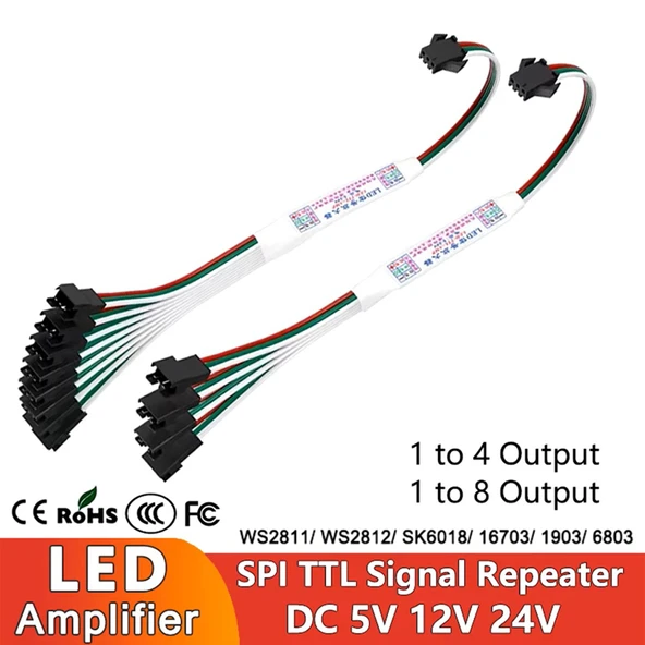 Hazar LED 4'lü Pixel Çoklayıcı Amplifier WS2811-WS2812B Piksel Şerit bağlantı adaptör Çoğaltıcı Dağıtıcı birleştirici kablo 5-24V - 2
