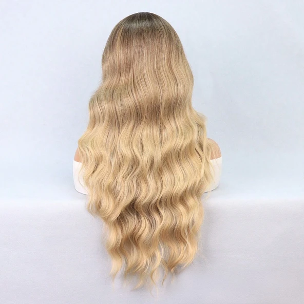 Rus Kumralı Dore Sarı Ombreli Tül Peruk - Resim 5