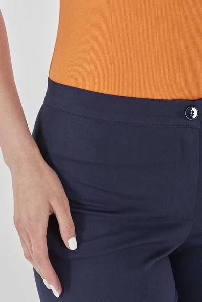 Tolga Saraçoğlu Minimalist Crop Kadın Pantolon - Yüksek Bel, Günlük Stil - 5