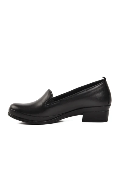 Ayakmod Siyah Hakiki Deri Anatomik Kadın Klasik Ayakkabı 82-24K Z - 2