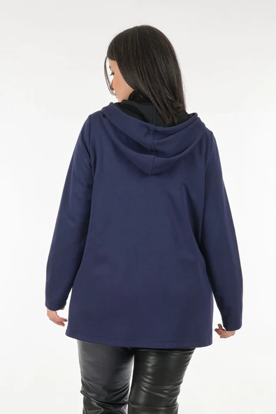 Tolga Saraçoğlu Oversize Kapüşonlu Fermuarlı Midi Kadın Ceket - Günlük & Şık - 6