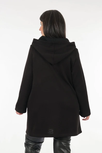 Tolga Saraçoğlu Oversize Kapüşonlu Midi Kadın Ceket - Günlük & Rahat - 6