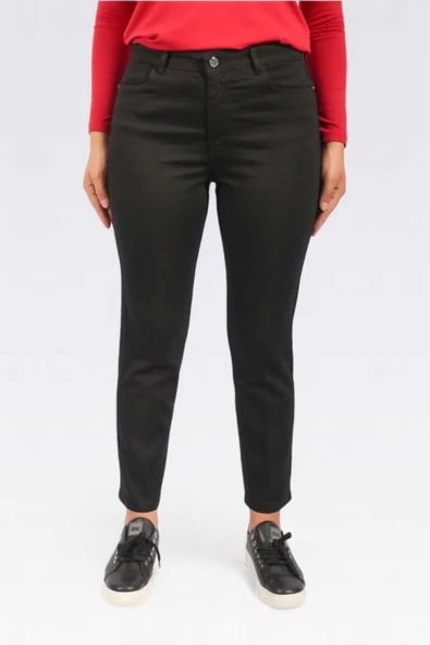 Tolga Saraçoğlu Minimalist Yüksek Bel Dar Paça Midi Kadın Pantolon - Günlük & İş - 4