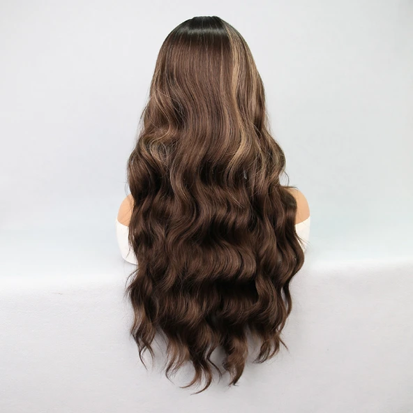 Koyu Kumral Balköpüğü Işıltılı Tül Peruk - Resim 2