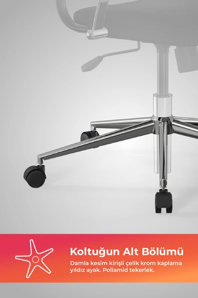 Ergolife Sit Air Ofis Koltuğu | Krom Ayaklı, Yükseklik Ayarlı, Fileli, Bilgisayar Sandalyesi -572.5F.1.2A2 - 7