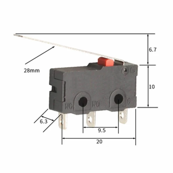 KW11-3Z-C Micro Switch Anahtar  28mm Kol 5A 250V Kollu NO NC COM SPDT Sınırlayıcı Momentary Buton Anahtar Araba Güç Fan Işık Makine Kontrol - 3