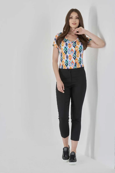 Tolga Saraçoğlu Minimalist Crop Kadın Pantolon - Yüksek Bel, Günlük Stil - 9