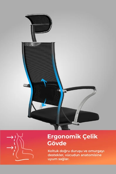 Metta Ergolife Sit Air-180 Ergonomik Yönetici Koltuğu / Ofis  Sandalyesi - 574.5D.40.2A2 - Resim 2