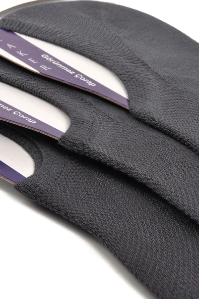 Ayakmod Füme Unisex 3'lü Babet Çorap 24K005 - 2