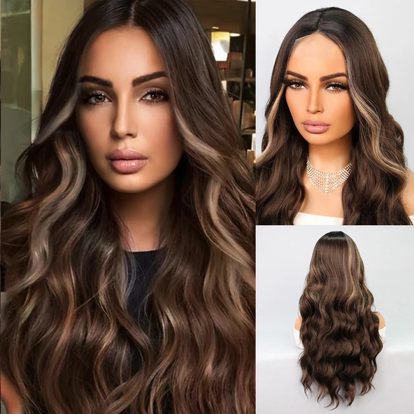 Koyu Kumral Balköpüğü Işıltılı Tül Peruk - Resim 6