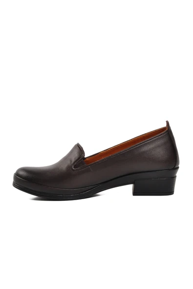 Ayakmod Kahve Hakiki Deri Anatomik Kadın Klasik Ayakkabı 82-24K Z - Resim 2