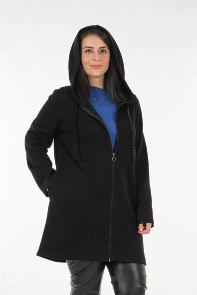 Tolga Saraçoğlu Oversize Kapüşonlu Midi Kadın Ceket - Günlük & Rahat - 4