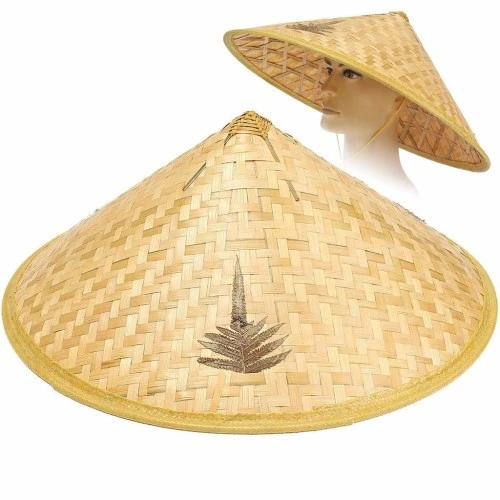 Periboia Naturel Renk Cambodia Kamboçyalı Vietnam Şapkası PVC Hasır