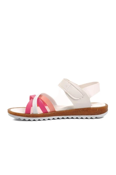 Ayakmod Beyaz Fuşya Ortopedik Kız Çocuk Sandalet 1100 F - 2