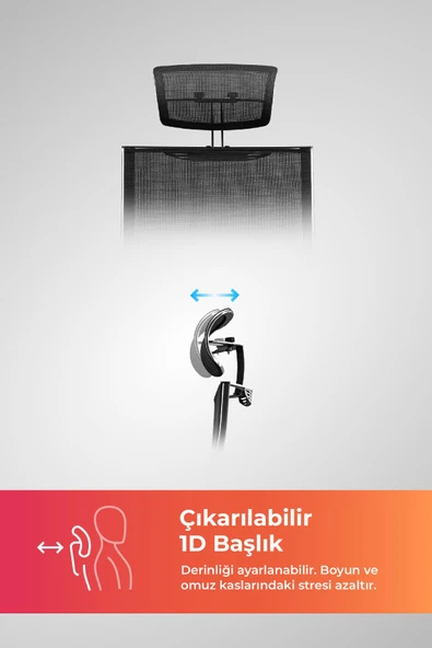 Ergolife Sit Air-180 Ofis Koltuğu | Yükseklik Ayarlı, Fileli, Boyun Destekli, Bilgisayar Sandalyesi -574.61.40.222 - 8