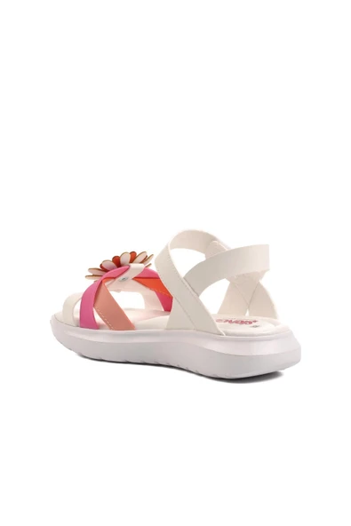 Ayakmod Beyaz-Fuşya-Pembe  Kız Çocuk Düz Sandalet Ayakmod Şng 8010 F - 4