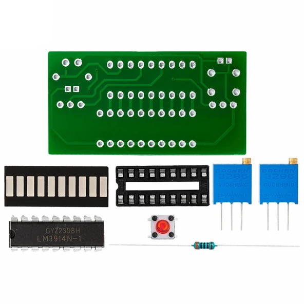 Demonte LM3914 10 Led 3.7V Lityum 12V Pil Kapasite Gösterge Modül DIY Led Elektronik Lehimleme Eğitim Devresi