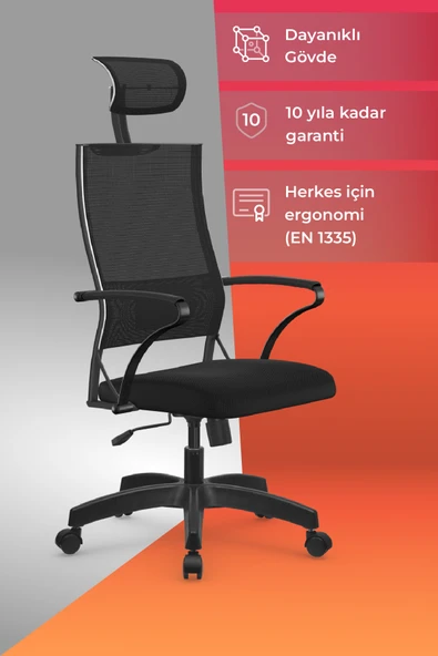 Ergolife Sit Air-180 Ofis Koltuğu | Yükseklik Ayarlı, Fileli, Boyun Destekli, Bilgisayar Sandalyesi -574.61.40.222