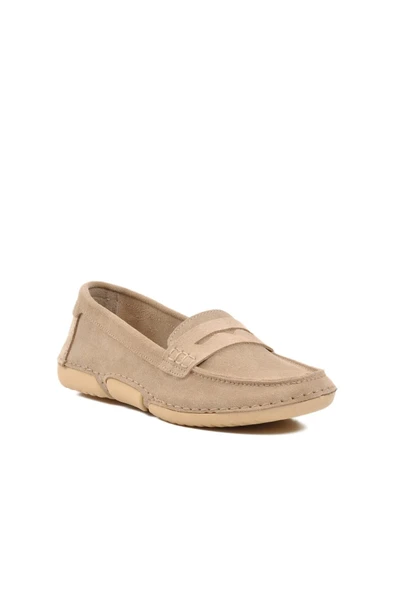 Ayakmod Bej Süet  Kadın Günlük Ayakkabı 23161 Z - Resim 3