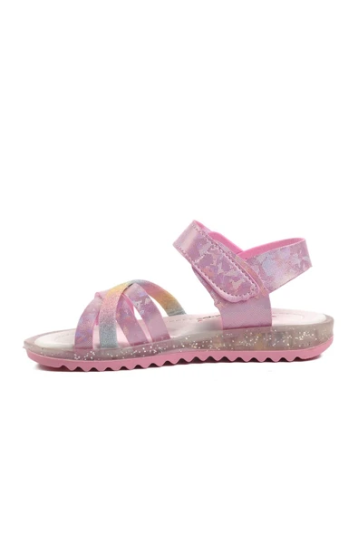 Ayakmod Pembe Simli  Kız Çocuk Düz Sandalet Ayakmod Arz 9000 P - Resim 2