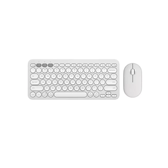 ScHitec Çift Cihaz Bağlantı Özellikli Klavye ve Mouse Set 2.4G+BT Beyaz KM902