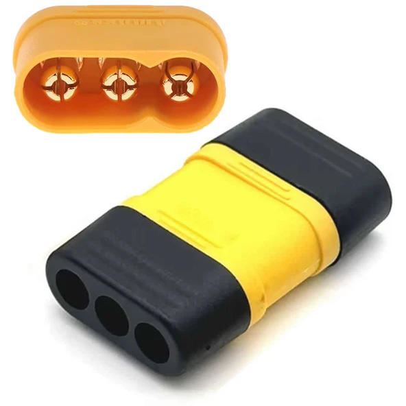 MR60 Dişi Erkek Konnektör Soket Çift  3 Pin LiPo Pil Batarya Bağlantı Konnektörü 60A Yüksek Akım RC Multikopter Uçak Helikopter Esc - Resim 3