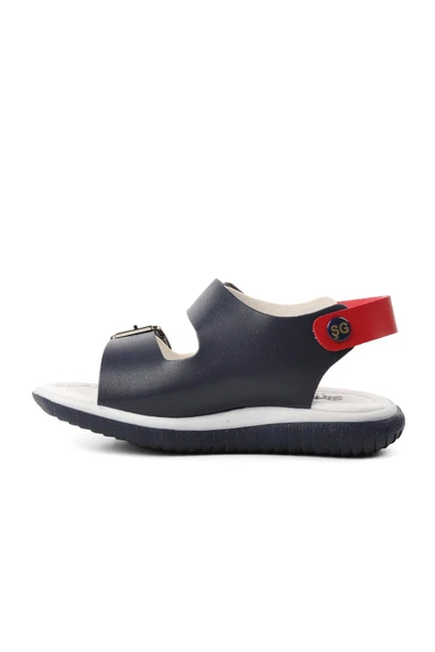 Ayakmod Lacivert Beyaz Erkek Çocuk Düz Sandalet 1530 P - 2