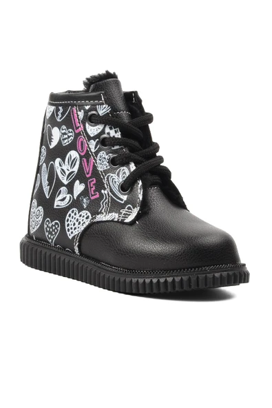 Ayakmod Siyah Desenli Ortopedik Bebek Bot 2301005 B - Resim 3